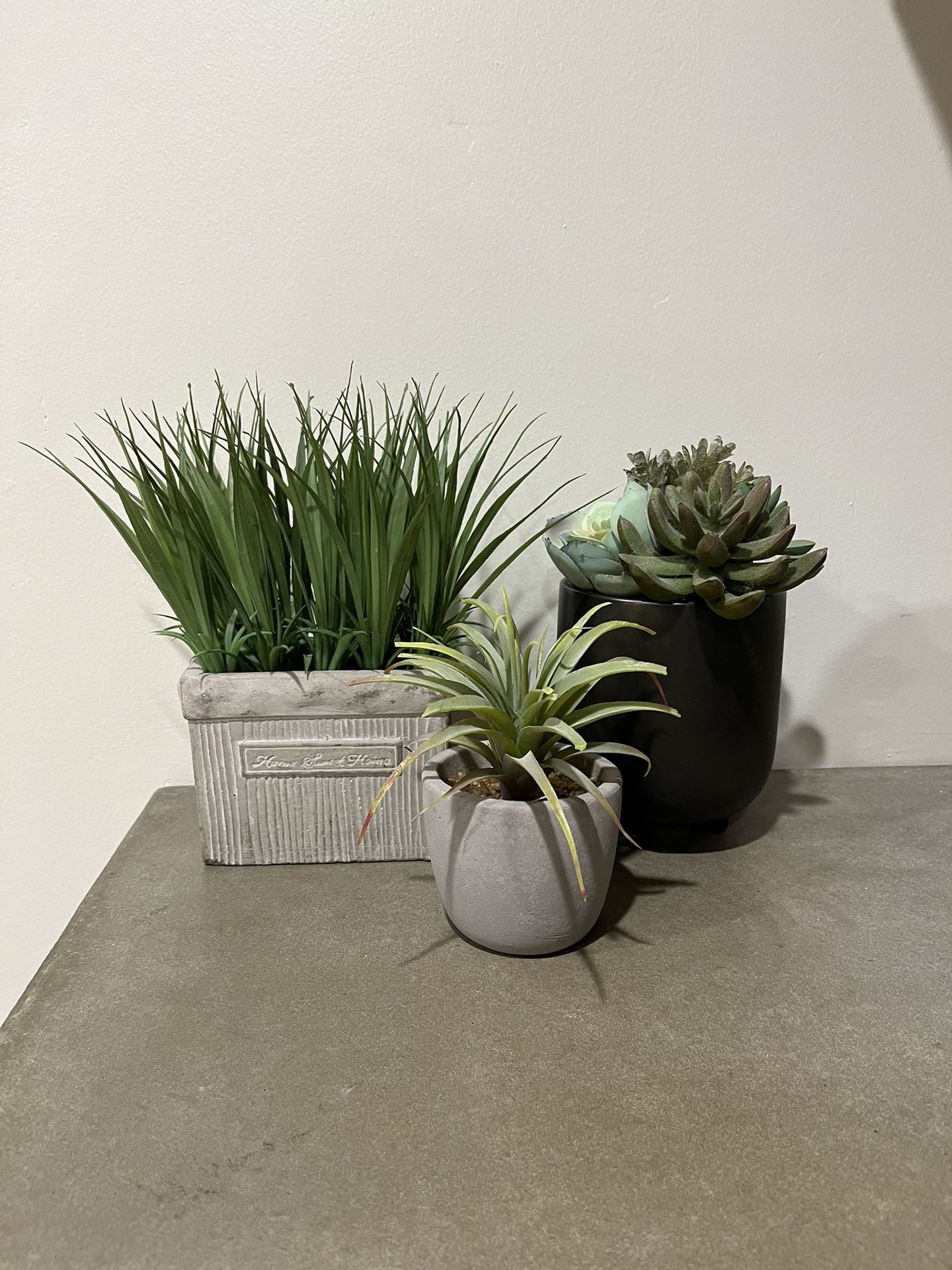 Set Of 3 Faux Plants, Succulents