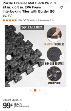 EVA Foam Interlocking brand new sealed  Exercise Mat Tiles Black. 96 sqft. Pay 70 vs 96