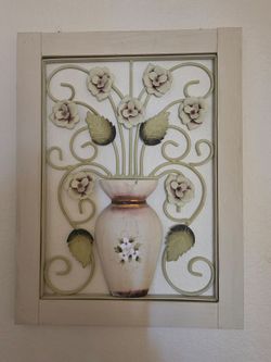 Framed 3D Metal Floral Wall Art