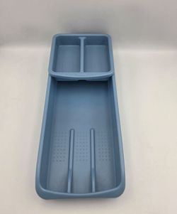 Vtg Rubbermaid 2 Pc. Blue Drawer Organizer Plastic Cutlery  Holder 294 A & B