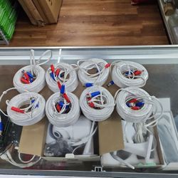 8 Pcs 60 Ft Cable For CCTV  With Power Cord