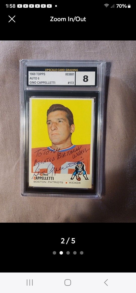 Gino Cappelletti Signed Inscribed 1969 Topps #172 Autographed