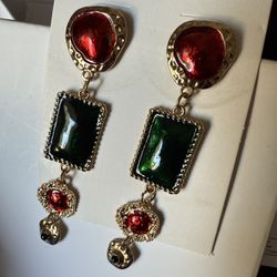 Red Bottle Green Stone Earrings