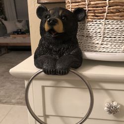 Black Bear Towel Holder