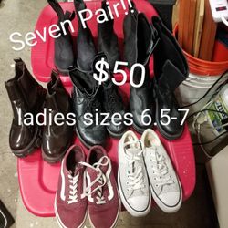 7 Pair Size 6.5-7 Like New Ladies Boots And Shoes All One Price