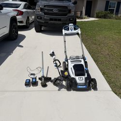 Hart Self Propelled Lawn Mower And Attachments 