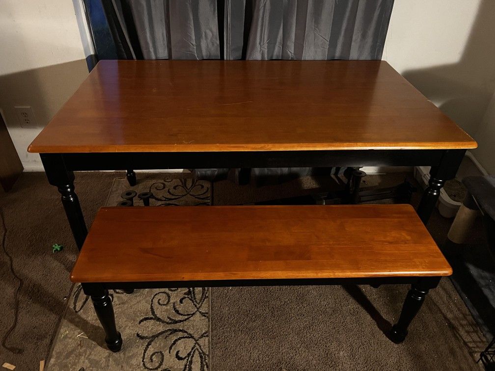 Real Wood Kitchen Table With Matching Bench 