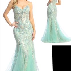 New With Tags Corset Beaded Mermaid Long Formal Dress & Prom Dress $275