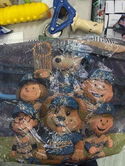 LA Dodgers Peanuts Characters Woven Tapestry Pillow