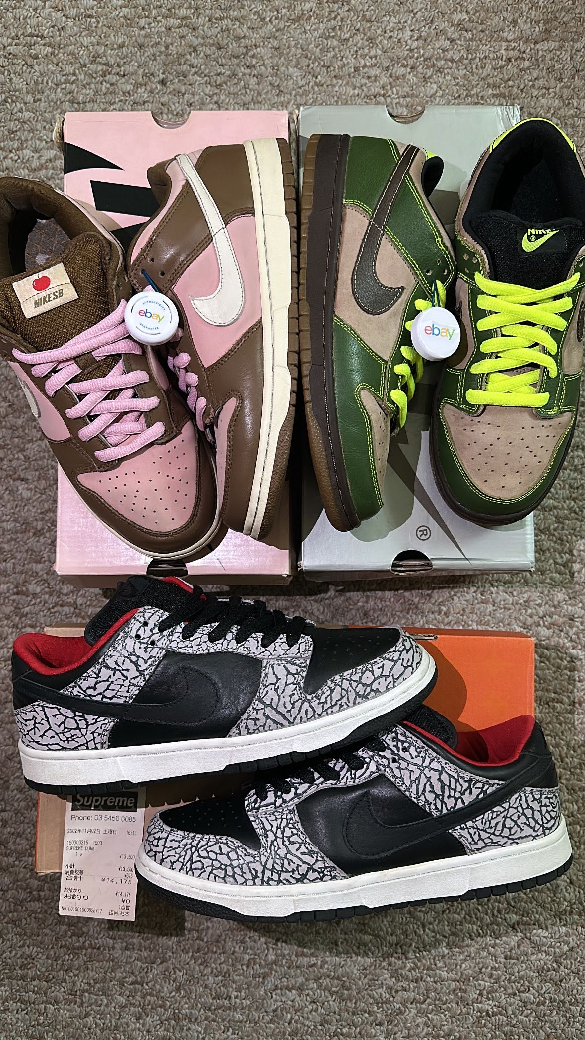 ❤️🔥Grails❤️🔥 Nike Dunk Low Sb Pack “Jedi Size 8.5, Stussy Size 9, Supreme Black Cement Size 9.5” 😮💨