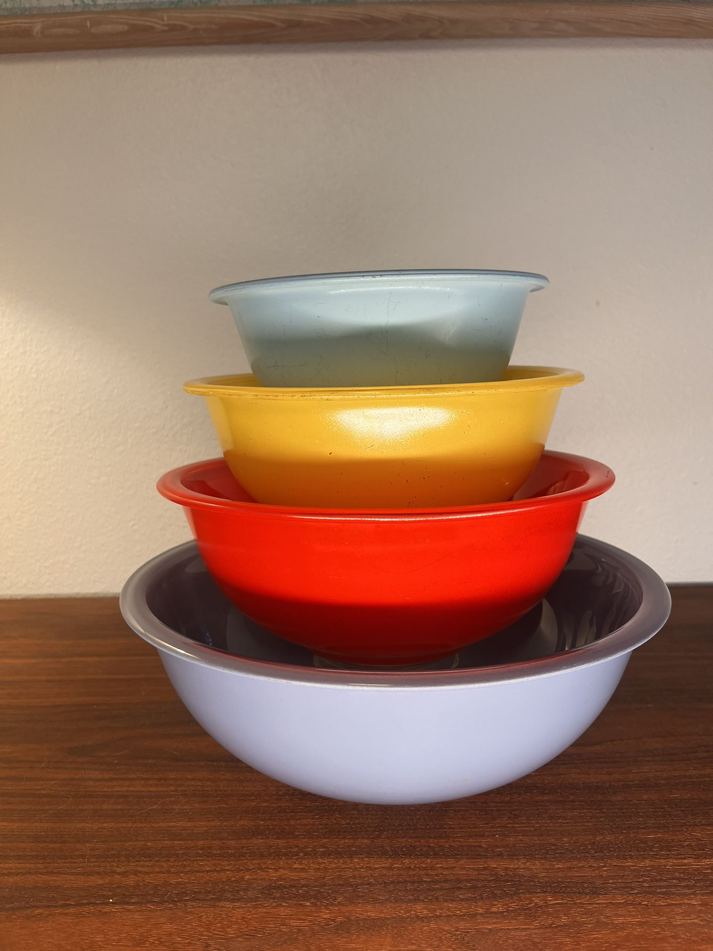 Vintage Pyrex Primary Colors w/ Clear Bottoms Nesting Bowls *full set*