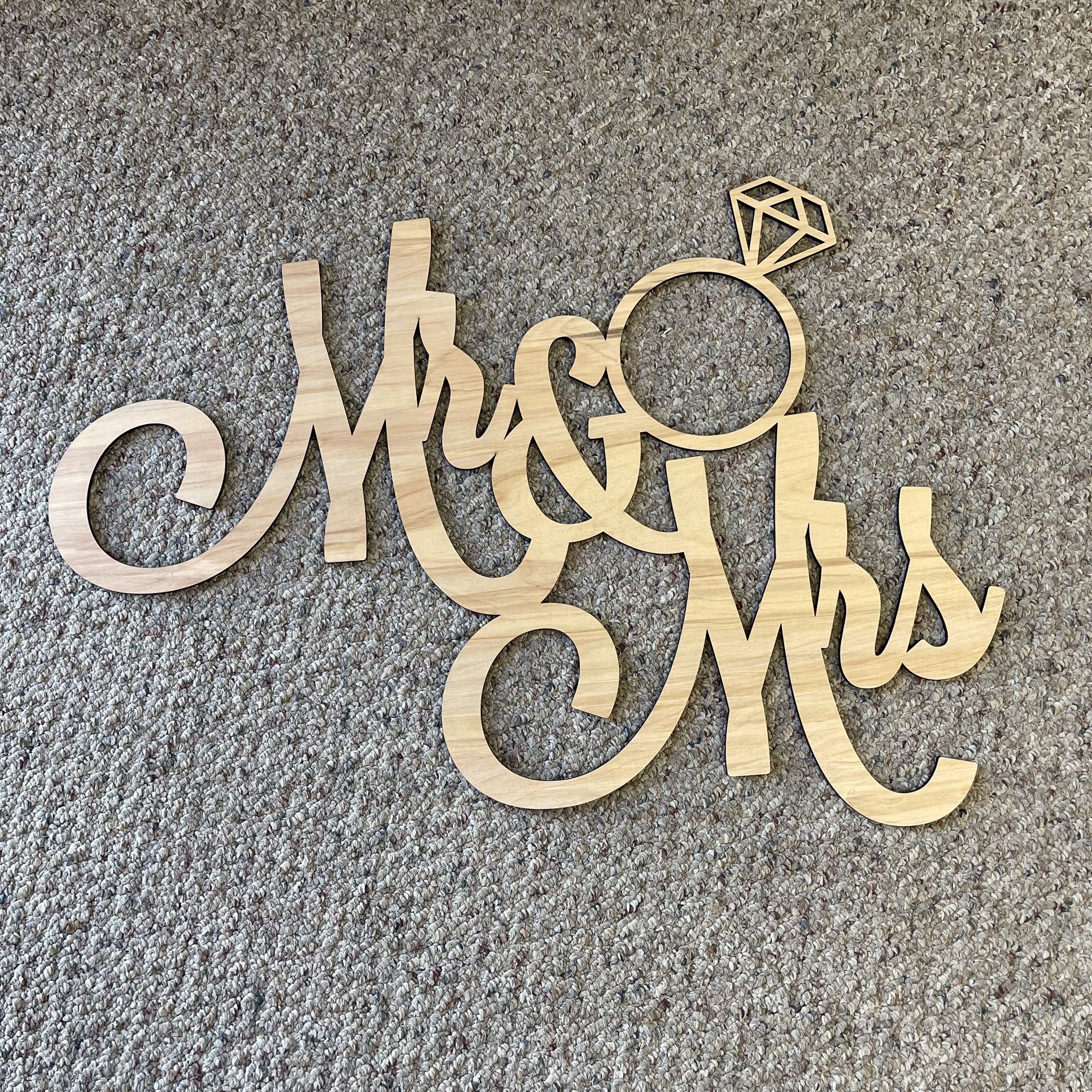 Wedding Mr & Mrs Laser Cut Wood Sign Custom Name