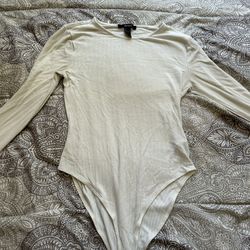 FOREVER 21 White Long Sleeve Bodysuit