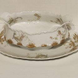 Haviland Limoges France, Antique Gravy Boat And Bowl 