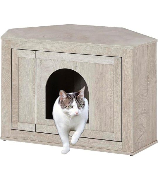 unipaws Furniture Corner Cat Litter Box Enclosure