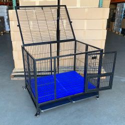 New in Box $180 Large Heavy-Duty Dog Crate 41”x31”x34” Single-Door Folding Cage Kennel w/ Plastic Tray