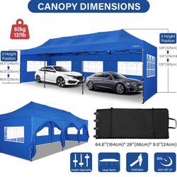 COBIZI 10x30 Heavy Duty Pop up Canopy with 8 sidewalls Stable Wedding Outdoor Tents for Parties Canopy Pop Up Party Tent UPF 50+ Waterproof Commercial
