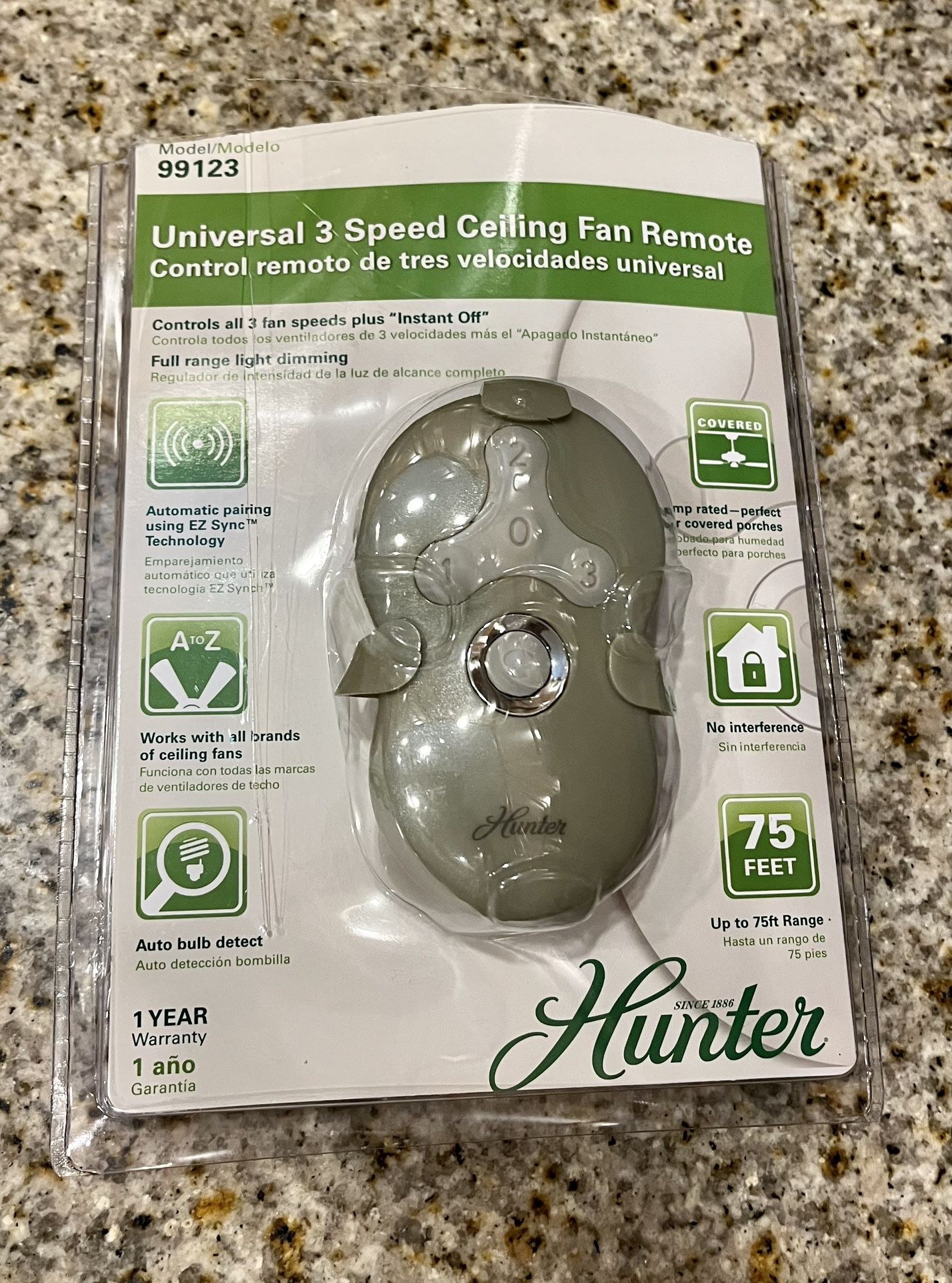 Hunter Fan Company 99123 Hunter Indoor Ceiling Fan Universal Remote Control, 4.8",