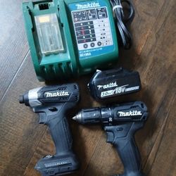Makita Brushless Impact Drill Driver Battery Charger Tool Set