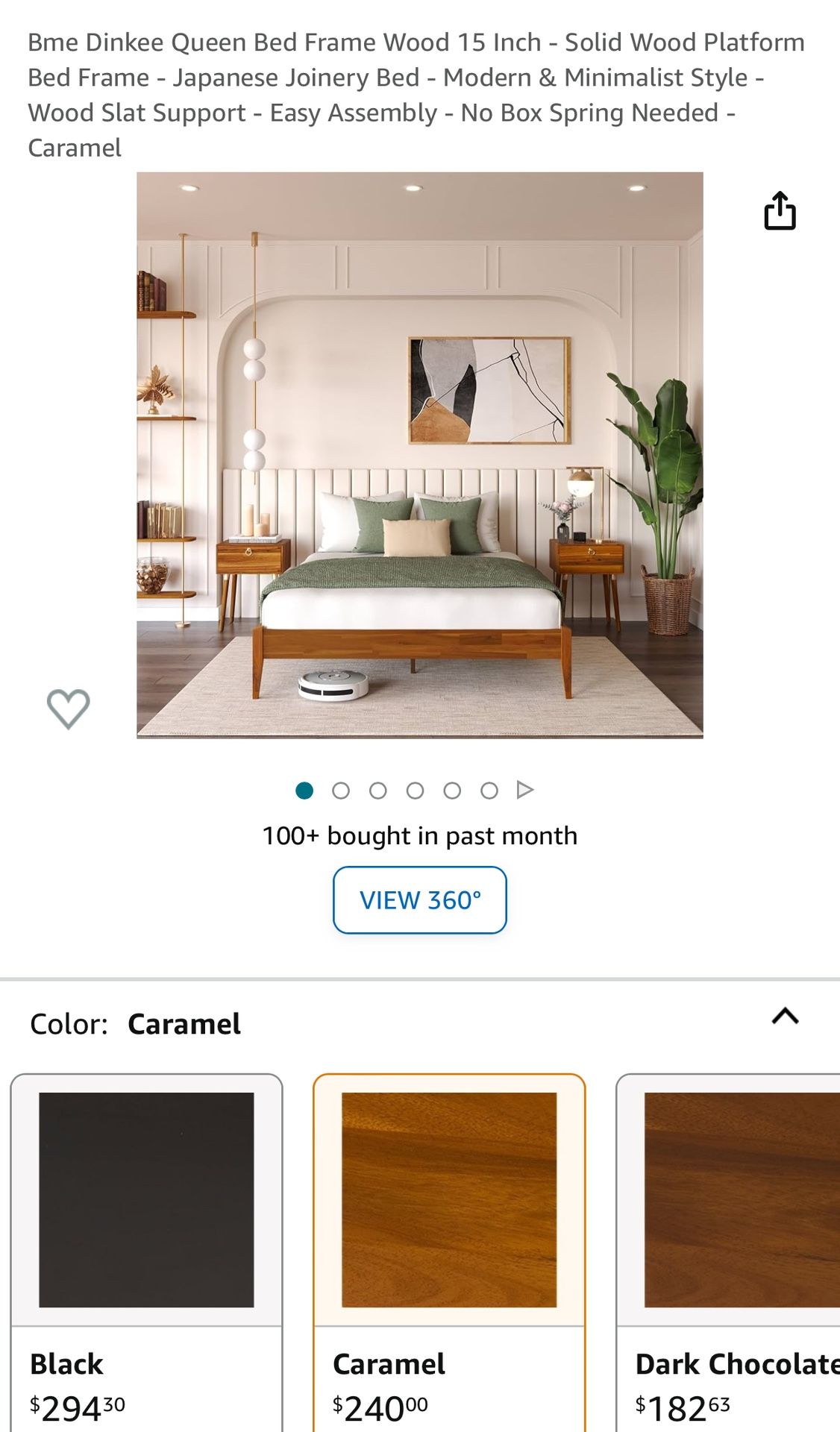 Bme Dinkee Queen Bed Frame Wood 15 Inch - Solid Wood Platform Bed Frame - Japanese Joinery Bed - Modern &