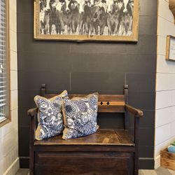 Rustic Solid Wood Entry Bench with Storage