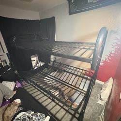 Black Twin over Full size Futon Bunk Bed