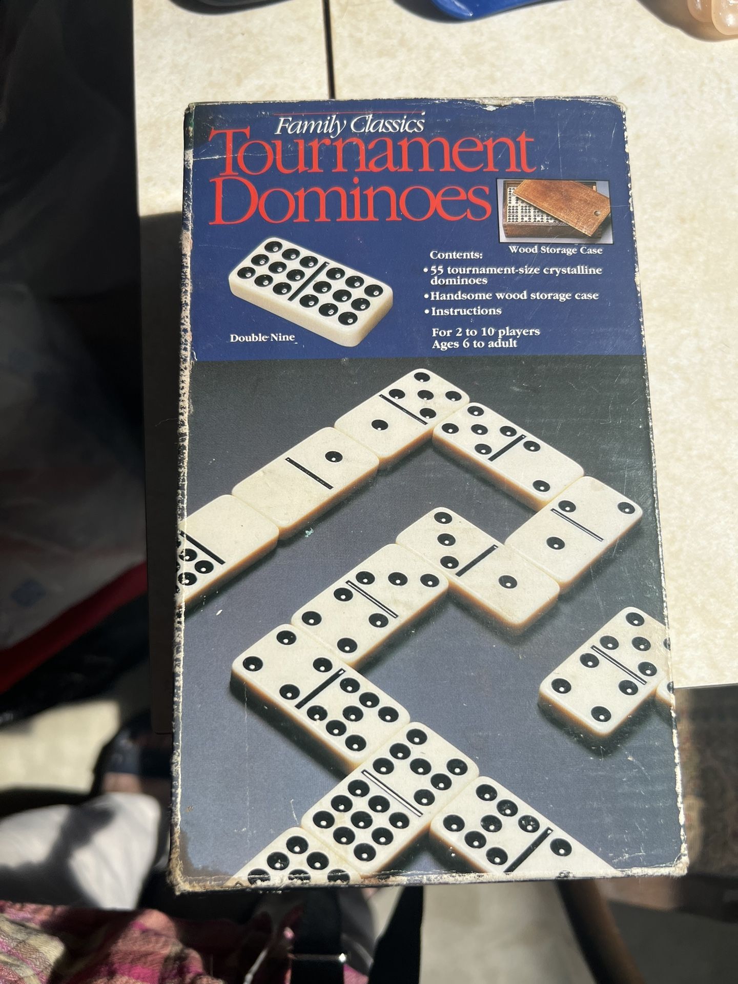   Vintage Tournament Dominoes Wooden Original Storage Case & Instructions 