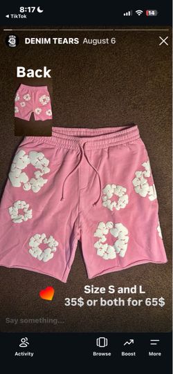 Pink demin tear short