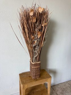 Snopek Botanical Bundle in Woven Wicker Boho Vase Home Decor Accent 3ft