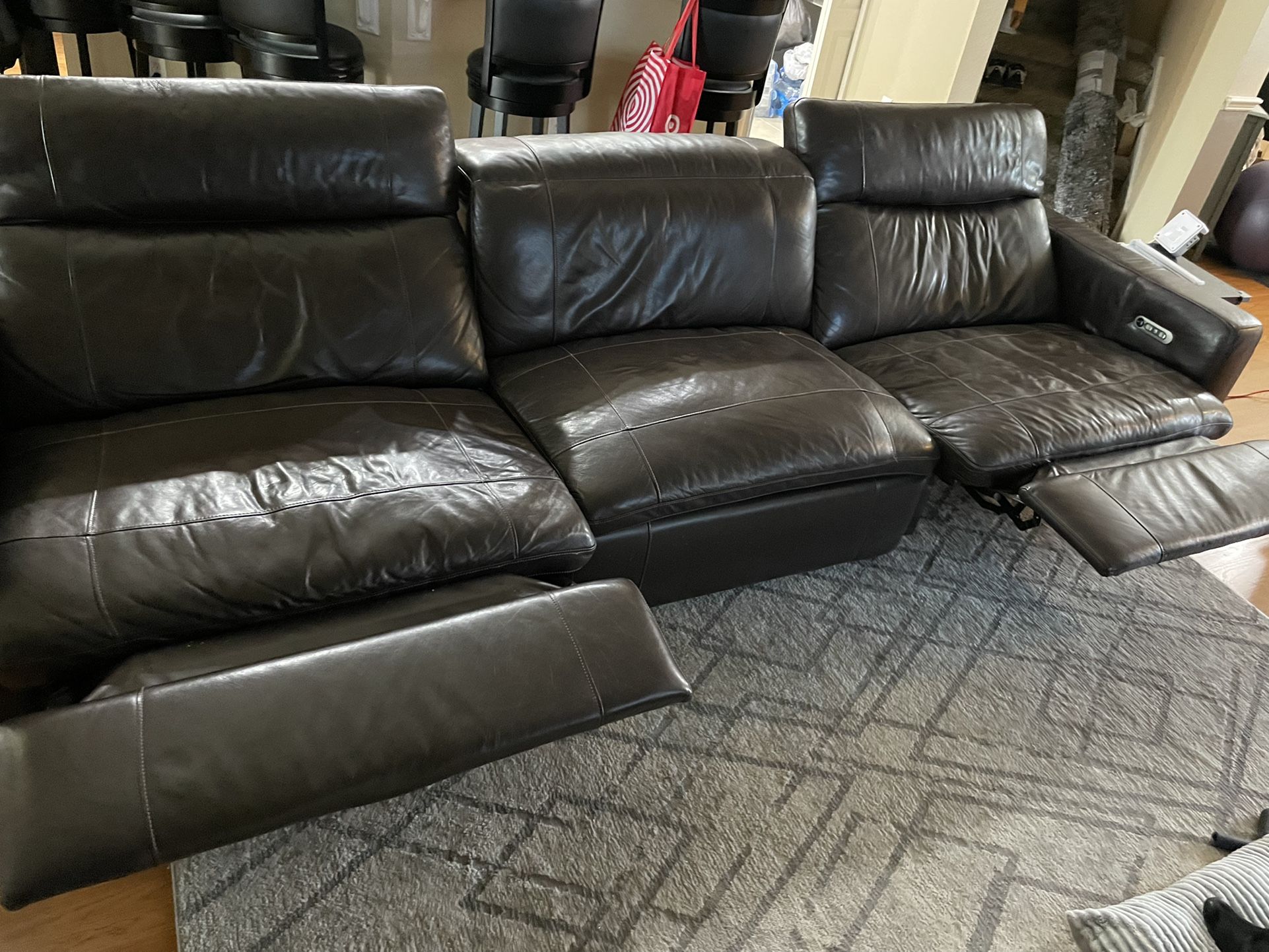 Dual Power Reclining Sofa , American Signature Leather