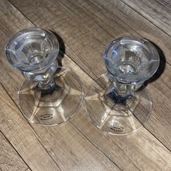 NIB Lead Crystal small candle votives holders holder set of two (2) USA