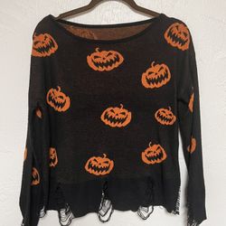 M Pumpkin Halloween Woven Sweater
