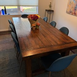 Pottery Barn Extendable Distressed Wood And Iron Dining Room Table 