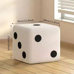 Yosoo Small Square Foot Stool Ottoman, Upholstered Step Stool Seat Padded Foot Rest, Modern White Cube Footstool for Living Room Hallway Office Lounge
