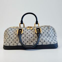 Vintage Louis Vuitton Alma handbag, Mini Lin in horizontal blue