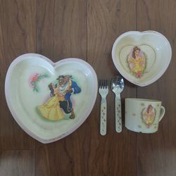 Disney Beauty And The Beast Plastic  Dish Set