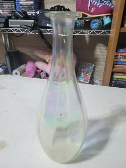 Vintage 1980's Toscany Hand Blown iridescent decanter/vase