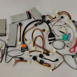 Vintage PC Cable & Adapter Lot - IDE, Floppy, SATA, Serial, PS/2 Keyboard Adapters