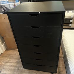 Black 7 Drawer Storage Cabinet Caster Wheels