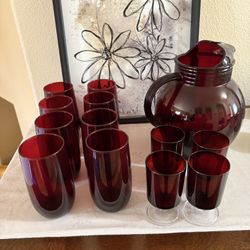 Anchor Hocking Pitcher Glasses Set