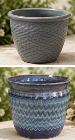 2-NEW WayFair CERAMIC Glazed POTS PLANTERS