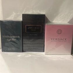  Dolce & Gabbana Light Blue , Jimmy Choo Man Intense , Woman’s Versace Bright Crystal 