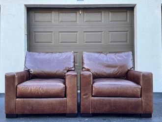 🛋️ Arm Leather Chairs - Pottery Barn - Delivery Available 🚛