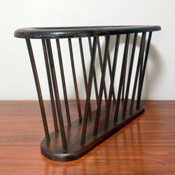 Vintage 60s Mid Century Modern MCM Arthur Umanoff Style Spindle Magazine Holder Vinyl Records Storage Rack Stand Organizer