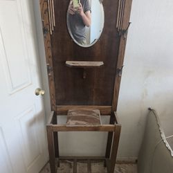 Antique Coat Rack/ Mirror 