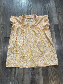 Loft Eyelet Ruffle Tie Neck Blouse - Size Small 