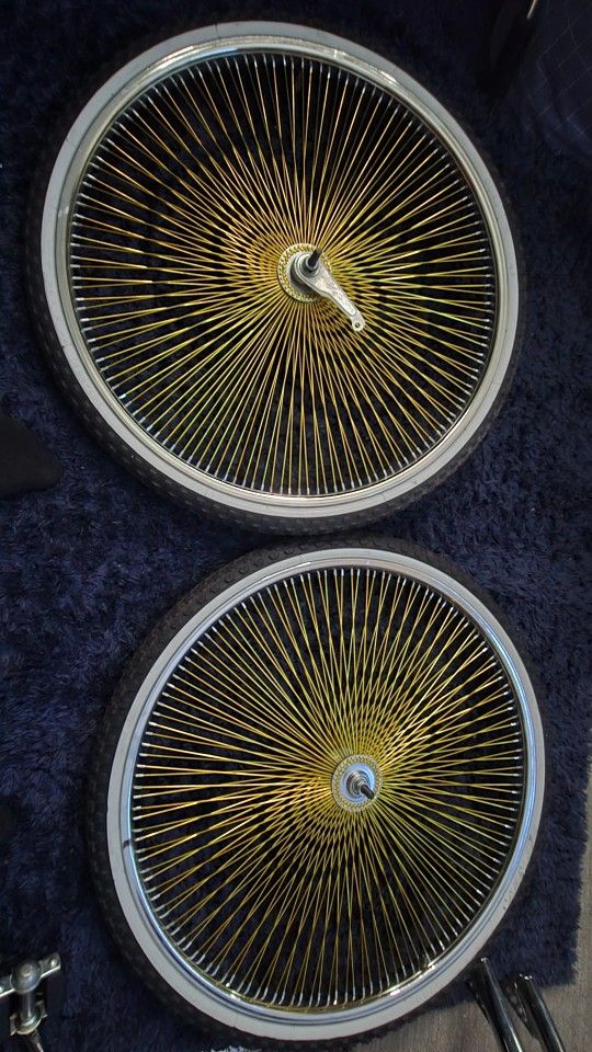 Cruiser Lowrider Bike Wheels Gold 144 Spoke