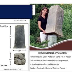 Outdoor Utility Pedestal Rock Covers- Hide Unsightly Cable, Fiber, Power, Irrigation Housing
