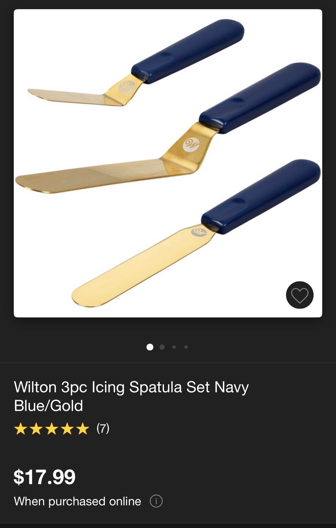 Wilton 3pc Icing Spatula Set Navy Blue/Gold