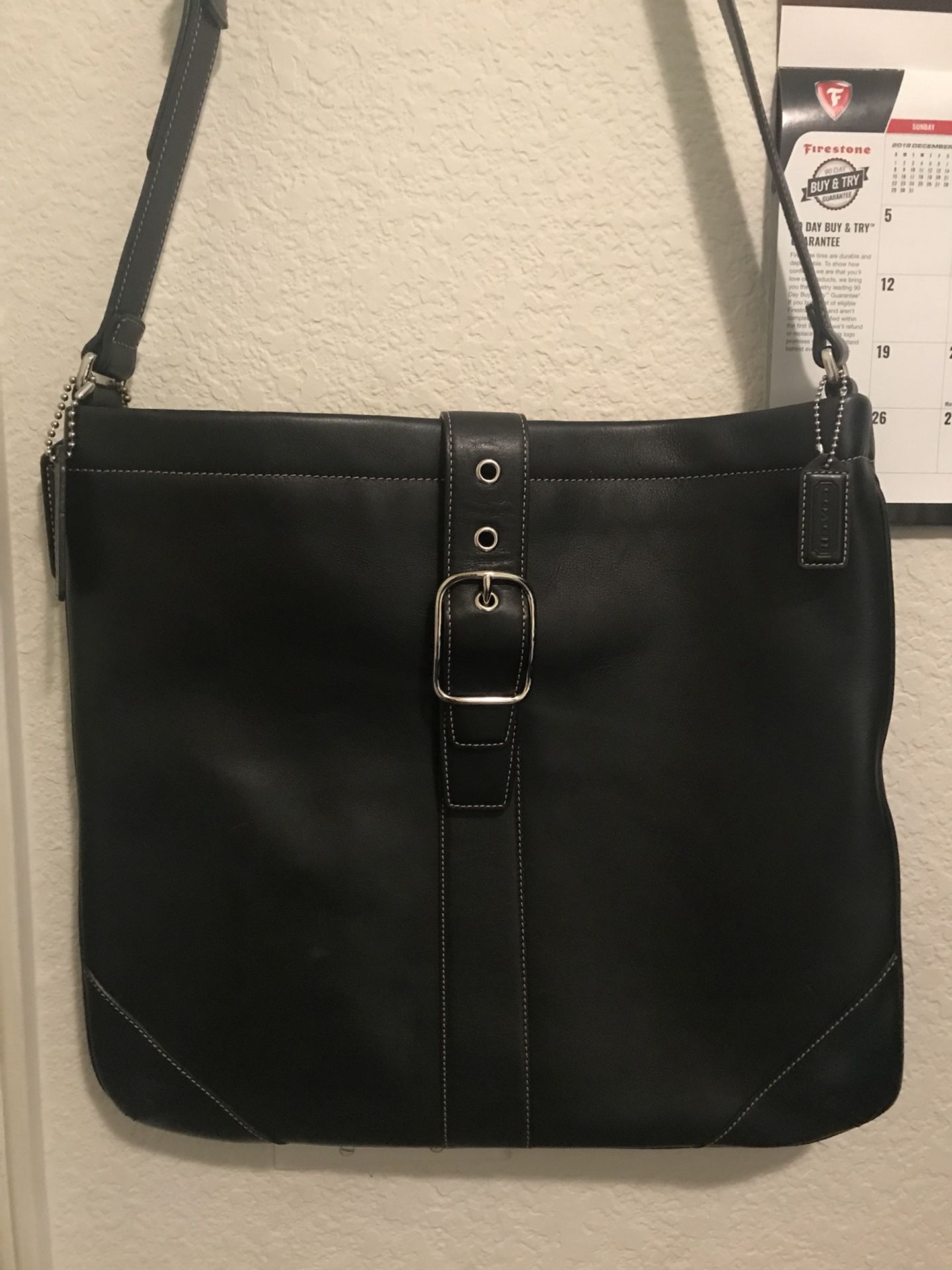 Coach Black purse or messenger bag 13 1/2 x 15 In great condition in and out $60 pick up only